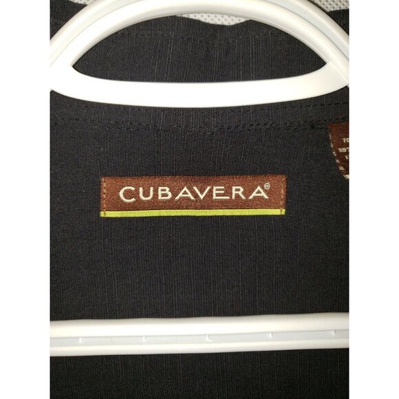 Cubavera Shirt Cuban Style Long Sleeve Black Men Size Large - Picture 3 of 9